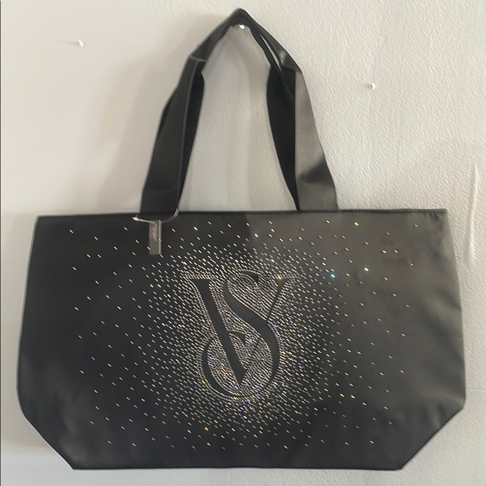 Victoria's Secret Black Tote with Stylish Embossed Logo
